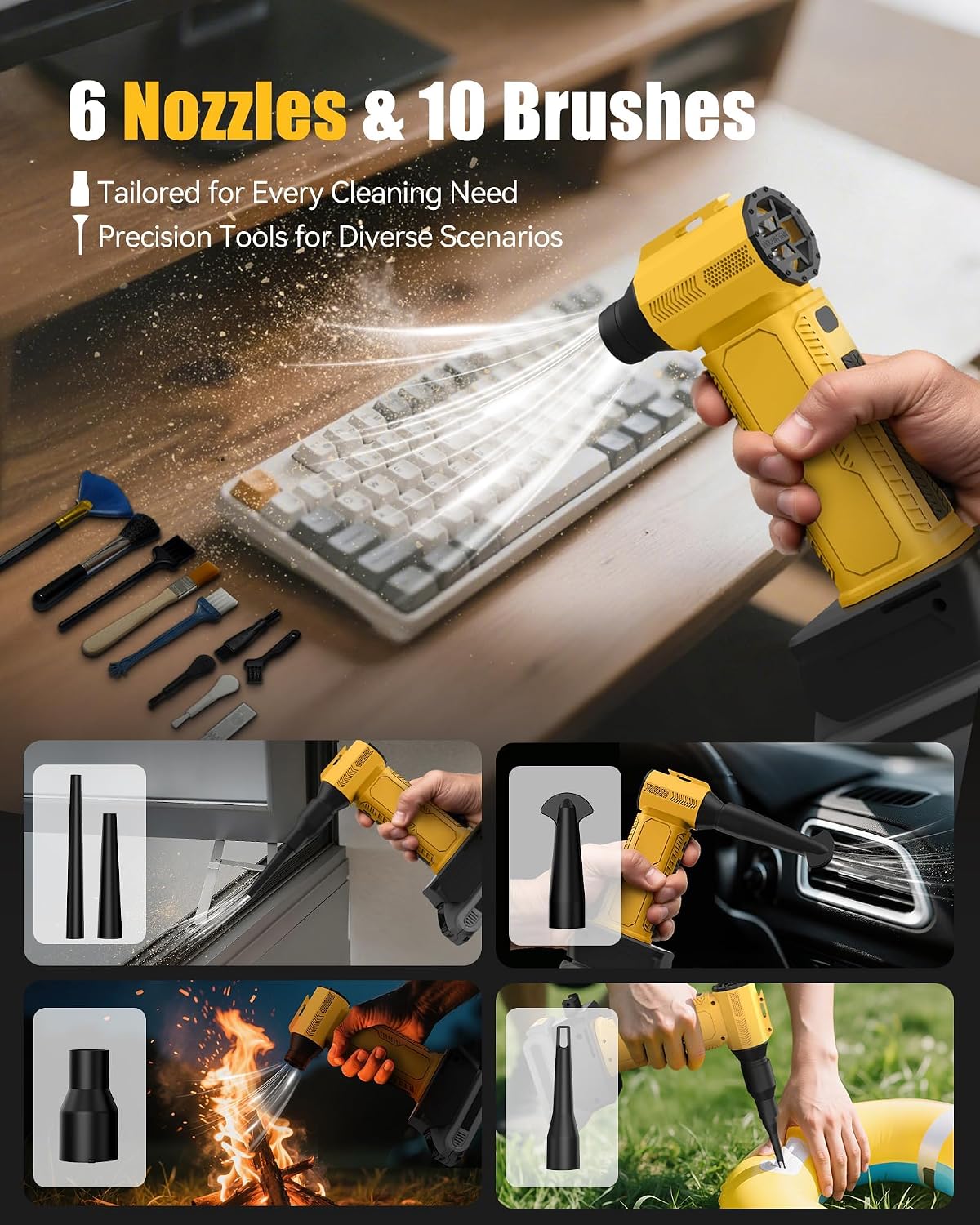 Turbo Air Duster Compatible with DEWALT 20V/60V MAX Batteries, 4-Speed Electric Blower, Battery Not Included